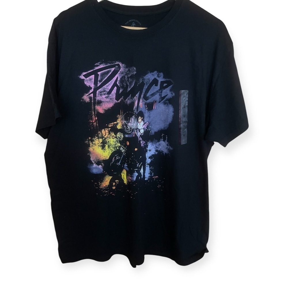 NWT Prince‎ Men's Black Purple Rain Bike Graphic T-Shirt Short Sleeve Tee​